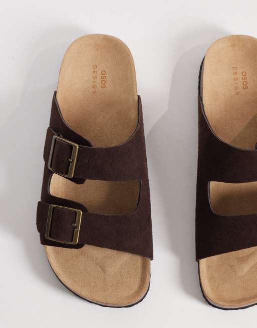 ASOS DESIGN - Mørkebrune sandaler i ruskind med to remme og korksål, 4 af 4