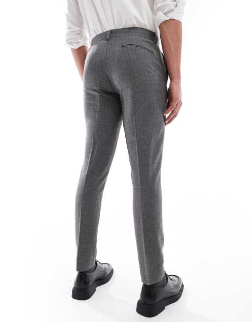 ASOS DESIGN - Mørkegrå skinny-habitbukser i uldlook, 3 af 5