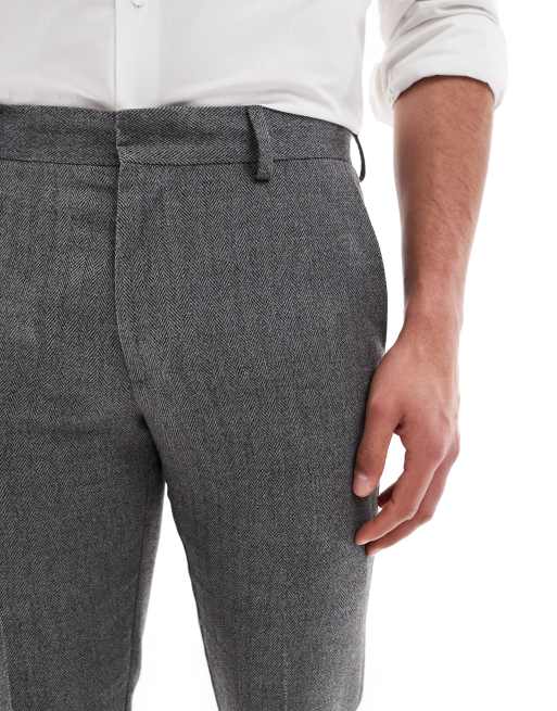 ASOS DESIGN - Mørkegrå skinny-habitbukser i uldlook, 5 af 5