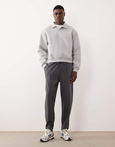 ASOS DESIGN - Mørkegrå tapered joggingbukser med pintucks - view 1