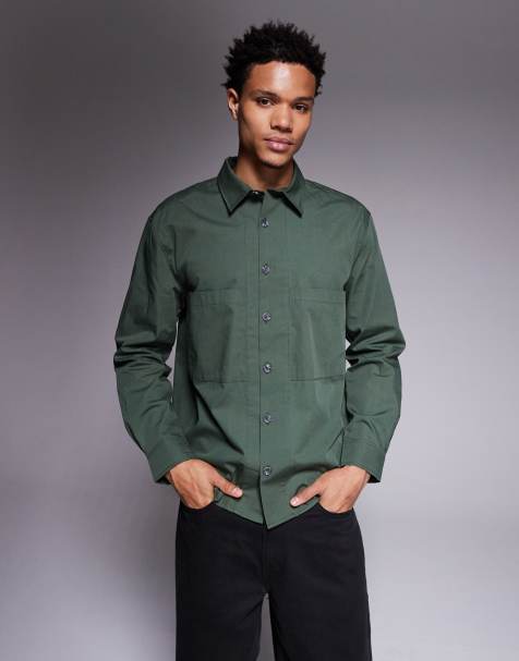 ASOS DESIGN - Mørkegrøn afslappet skjorte i løstsiddende pasform - view 1