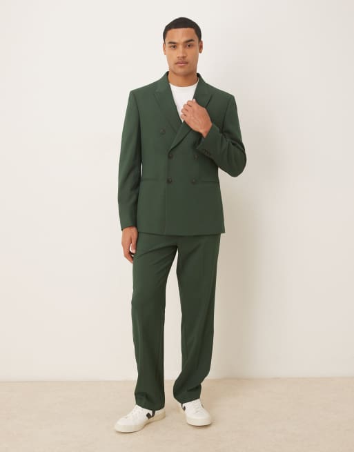 ASOS DESIGN - Mørkegrøn dobbeltradet habitjakke i slim fit, 2 af 5