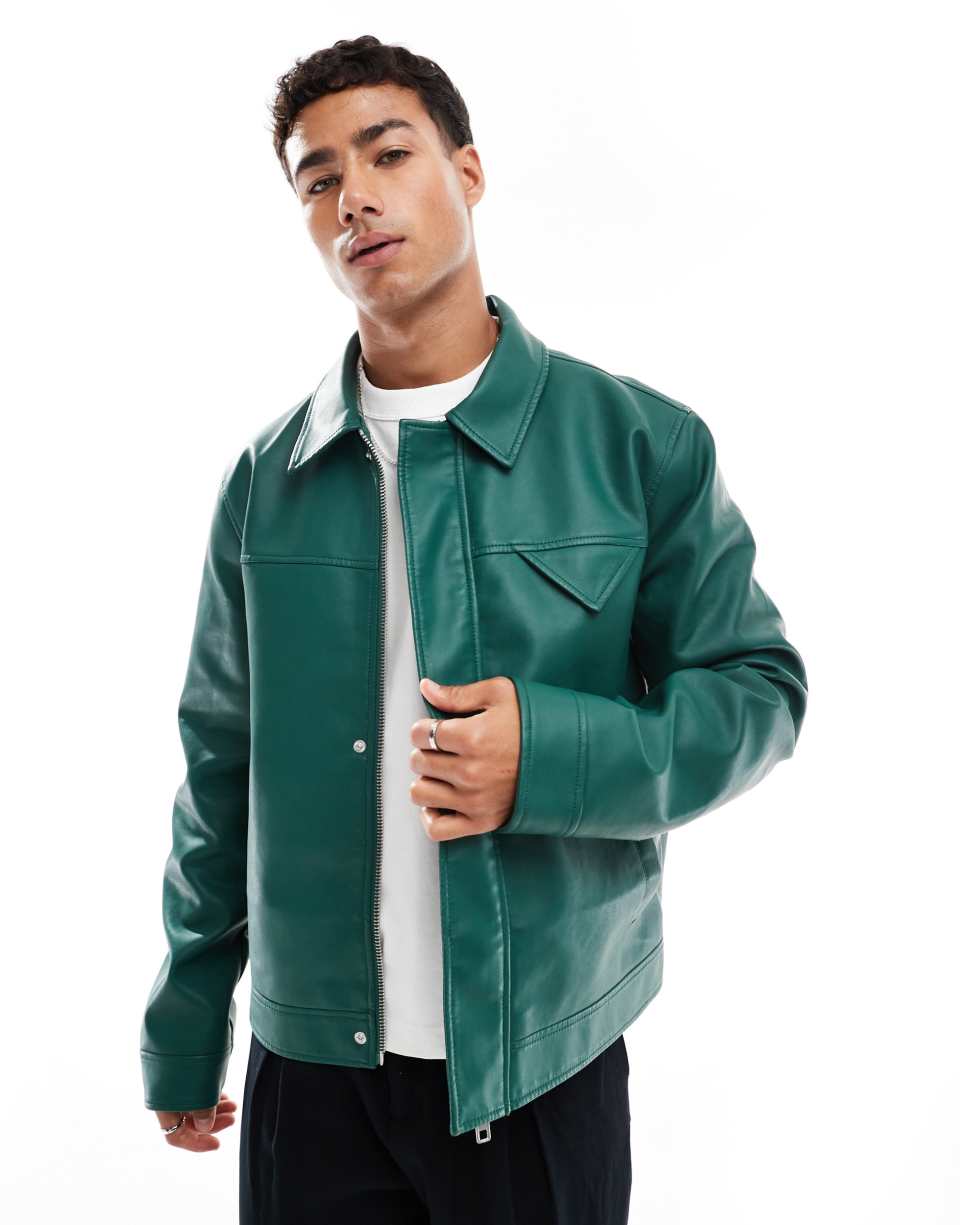 Dark green faux leather jacket