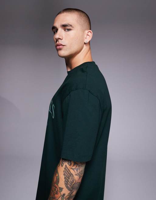 ASOS DESIGN - Mørkegrøn oversized T-shirt med brystprint, 5 af 5