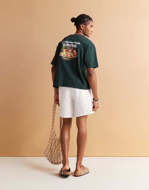 ASOS DESIGN - Mørkegrøn oversized t-shirt med firkantet pasform og frugtgrafik - view 1