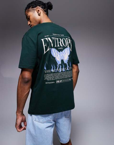 ASOS DESIGN - Mørkegrøn oversized T-shirt med grafisk print på ryggen - view 1