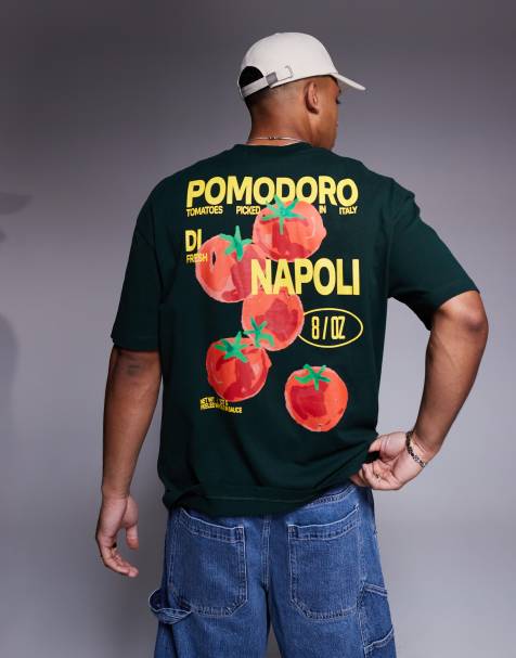 ASOS DESIGN - Mørkegrøn oversized T-shirt med pomodoro-grafik - view 1