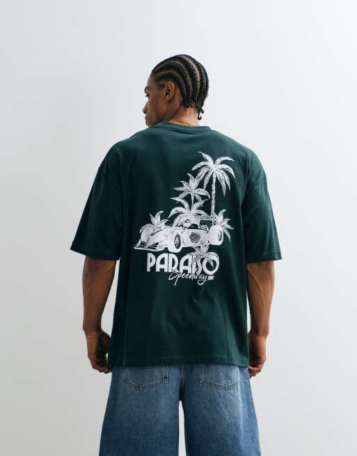 ASOS DESIGN - Mørkegrøn oversized T-shirt med print af racerbil, 4 af 5