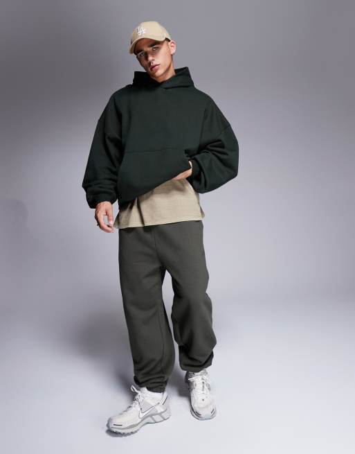 ASOS DESIGN - Mørkegrøn, premium, kraftig, ekstrem og oversized hættetrøje 400gsm, 3 af 4