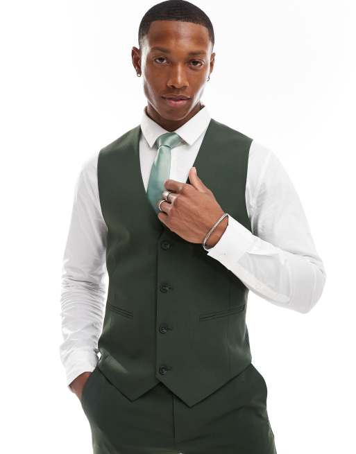 ASOS DESIGN - Mørkegrøn skinny-habitvest