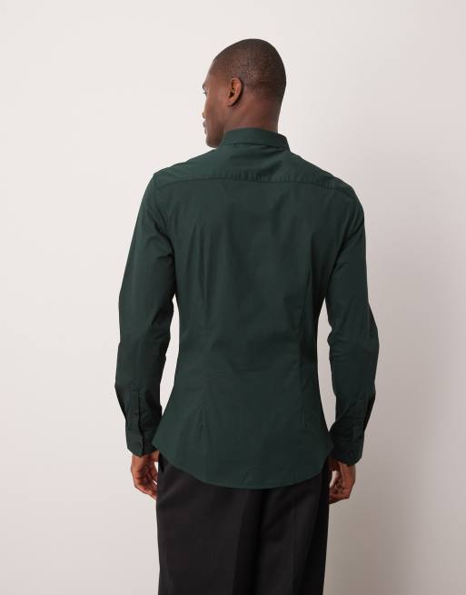 ASOS DESIGN - Mørkegrøn skinny-skjorte, 4 af 4