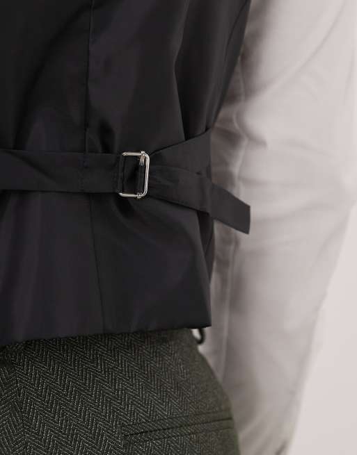 ASOS DESIGN - Mørkegrøn smal habitvest med sildebensmønster, 4 af 5