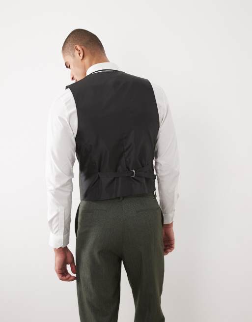 ASOS DESIGN - Mørkegrøn smal habitvest med sildebensmønster, 5 af 5