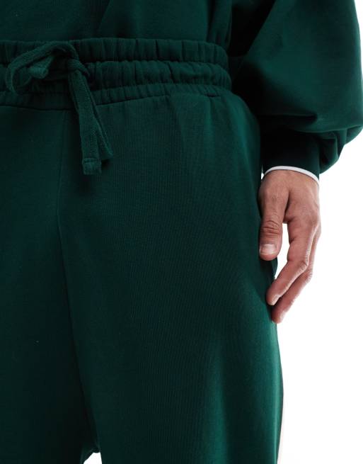 ASOS DESIGN - Mørkegrønne joggingbukser med brede ben og kontrastbånd i siden, 5 af 5