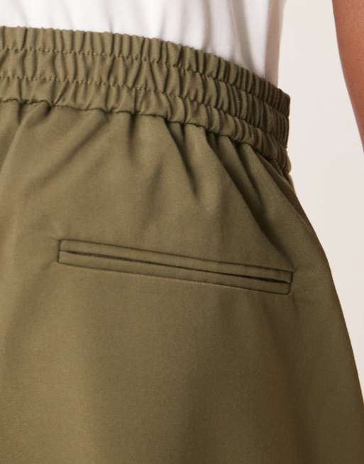 ASOS DESIGN - Mørkegrønne skræddersyede bukser med lige ben og elastisk talje - Del af sæt, 3 af 5