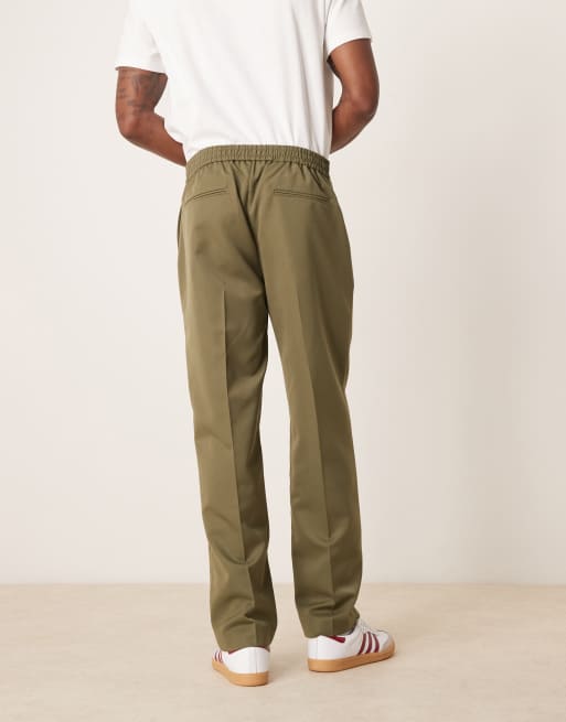 ASOS DESIGN - Mørkegrønne skræddersyede bukser med lige ben og elastisk talje - Del af sæt, 4 af 5