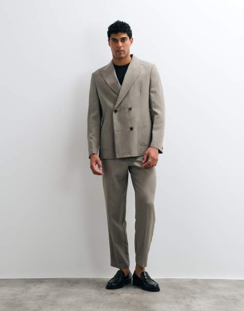 ASOS DESIGN - Mørkegrønt dobbeltradet regular fit-jakkesæt - view 1