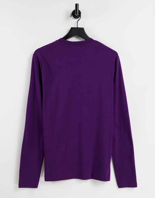 ASOS DESIGN - Mørklilla langærmet T-shirt med rund hals - LILLA, 2 af 4