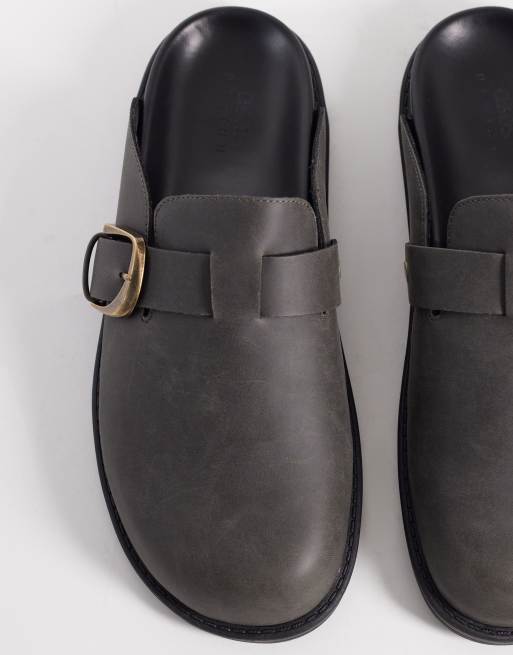 ASOS DESIGN - Muiltjes met bandje met gesp in antracietgrijs, 2 van 4