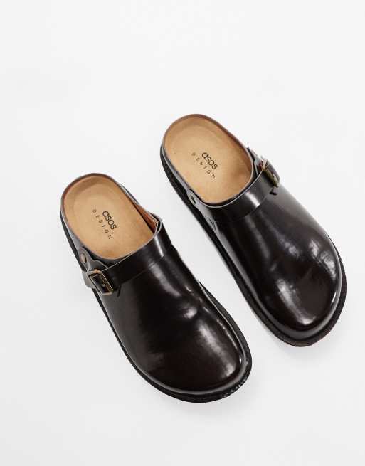 ASOS DESIGN mule clog loafers in brown