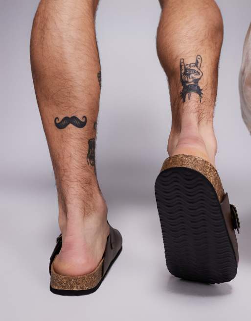 ASOS DESIGN mule clog sandals in brown with cork soles