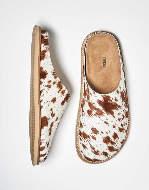 ASOS DESIGN mule clog sandals in faux giraffe hair
