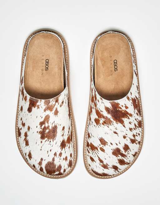 ASOS DESIGN mule clog sandals in faux giraffe hair