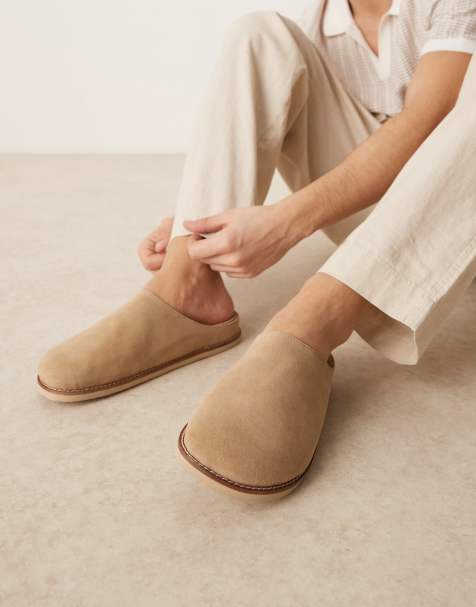 ASOS DESIGN mule clog sandals in stone suede - view 1