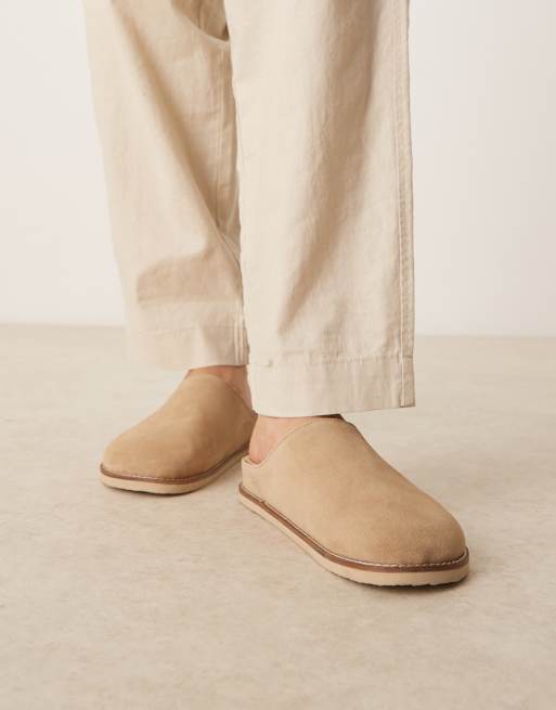 ASOS DESIGN mule clog sandals in stone suede