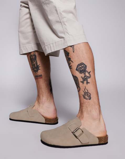 ASOS DESIGN mule clog sandals in stone with cork sole - view 1