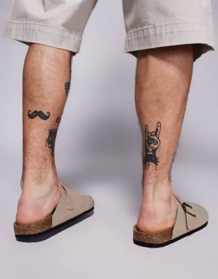 Asos Design Mule Clog Sandals In Neutral