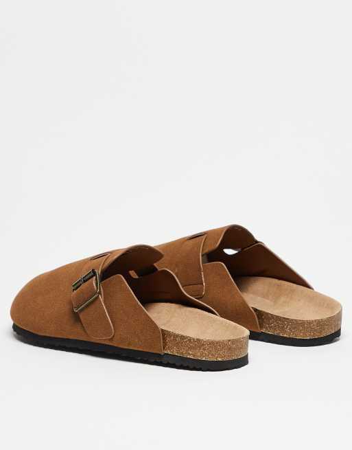 ASOS DESIGN mule clog sandals in tan with cork sole