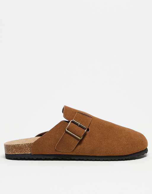 ASOS DESIGN mule clog sandals in tan with cork sole