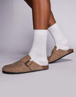 Asos Design Mule Clog Sandals In Brown