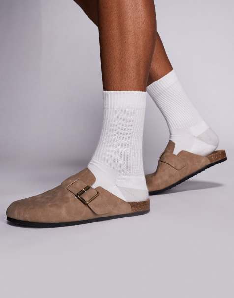 ASOS DESIGN mule clog sandals in taupe with cork sole - view 1