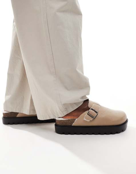 ASOS DESIGN – Mule-Clogs in Beige mit Futter aus Kunstpelz - view 1