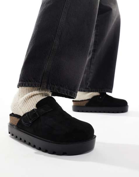 ASOS DESIGN – Mule-Clogs in Schwarz mit Futter aus Kunstpelz - view 1