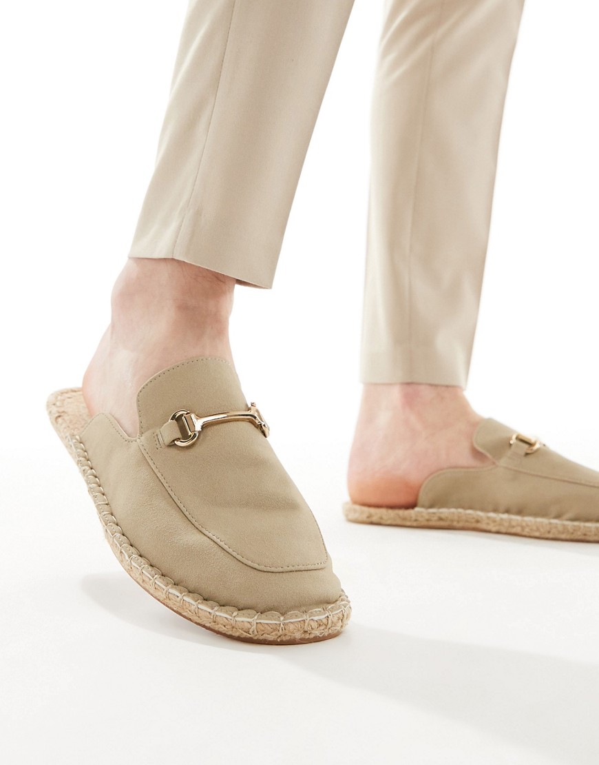 ASOS DESIGN mule espadrille with gold snaffle-Neutral