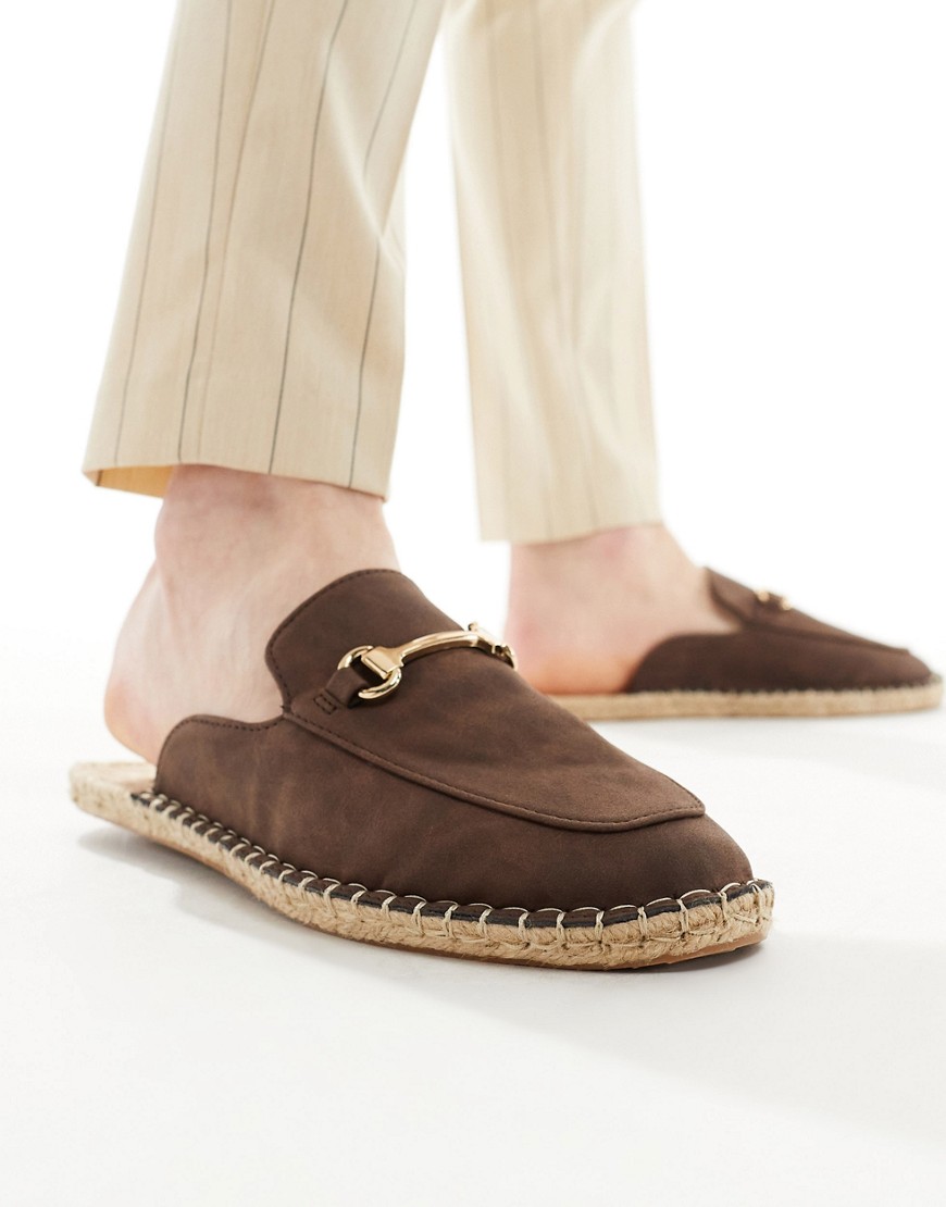 ASOS DESIGN mule espadrille with gold snaffle-Brown