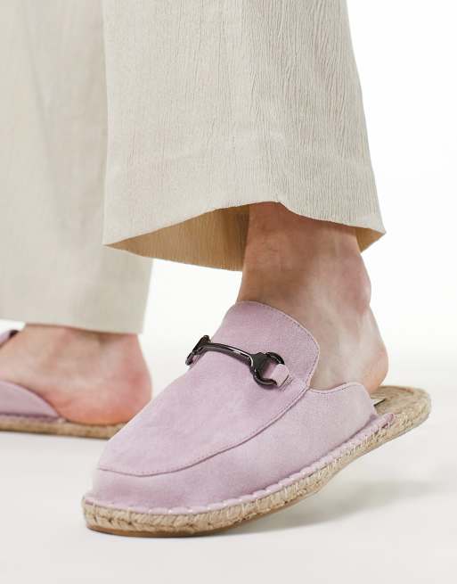 ASOS DESIGN - Mule-espadriller i lilla imiteret ruskind