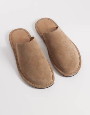 ASOS DESIGN mule in stone suede-Neutral