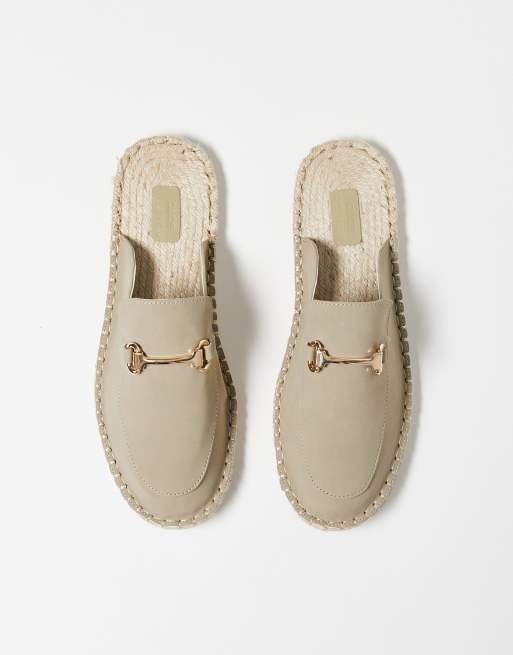 ASOS DESIGN mule loafer espadrilles in stone with snaffle