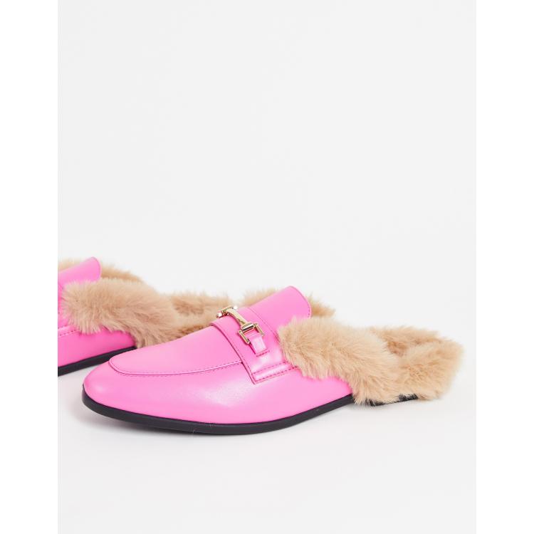 Pink discount fluffy mules