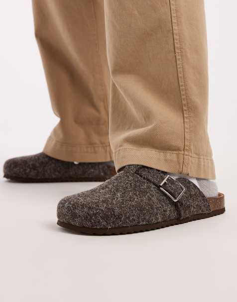 ASOS DESIGN mule loafers in brown felt - view 1