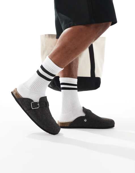 ASOS DESIGN mule loafers in grey felt - view 1