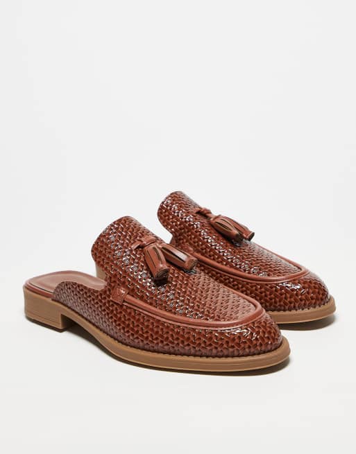 ASOS DESIGN mule loafers in tan weave, 2 of 4