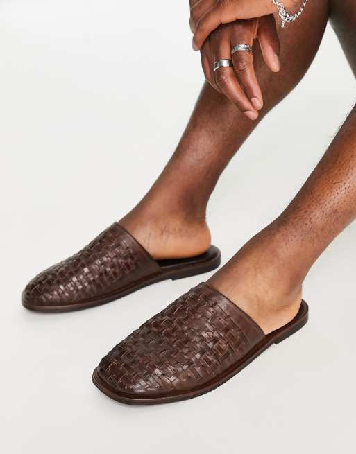 Braided store leather mules