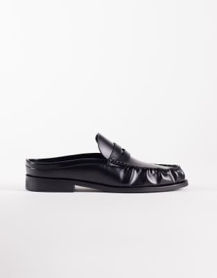  mule penny loafers with ruching 