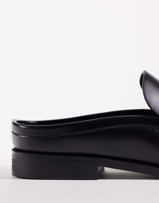 ASOS DESIGN mule penny loafers with ruching in black, 4 of 4