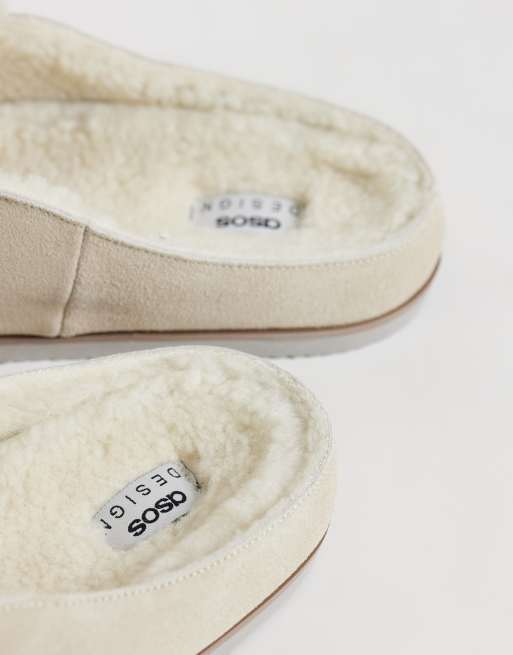ASOS DESIGN mule sabot en daim avec doublure crème, 3 de 4